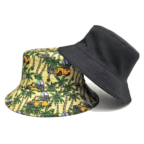 Wholesale European Casual Fisherman Hat Coconut Tree Print Sun Protection Beach Vacation