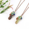 Wholesale Tree of Life Leaves Design Agate Pendant Necklace, Natural Stone, Hand-Woven, Jewelry Accessory