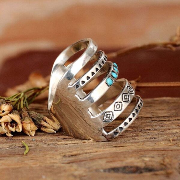 oly-0e9fcbd04641c021d789f1654cfcf342 Wholesale Bohemian Carved Ring Hollow Turquoise Plated Alloy Jewelry Accessory Gift Wedding Boutique Resale