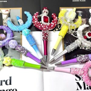 oly-0eb8264a9dc171ac4c12a7294dda4572 Wholesale Trendy Moon Boat Beaded Pen Colorful Sugar Design Chic Writing Accessory