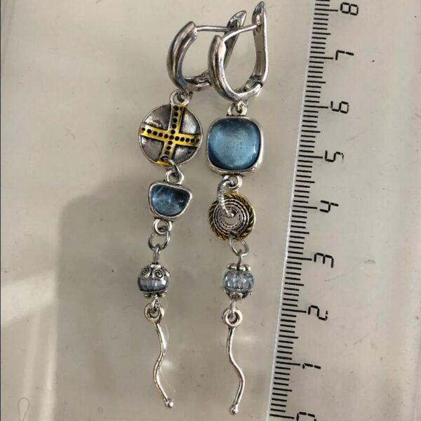 oly-0ef33c37bb218ef654b080d396aafc05 Wholesale Tribal Asymmetrical Long Earrings with Sky Blue Zircon Cross Circle Vintage for Travel Souvenir Gift Jewelry Accessory
