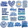 oly-0f0e9b536b6499c50cbaf0f23d66263a Wholesale Fashion Blue Embroidered Patch Positive English Iron-On Badge Decorative Accent for Clothing Bags Resale