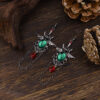 oly-0f51a9cba9ac999e39120554ff8c059c Wholesale Vintage Gothic Bat Rhinestone Tassel Earrings Zinc Alloy Gun Black Party Jewelry