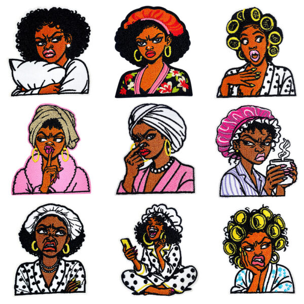 Wholesale Funny Expression Sequins Embroidered Patch with Iron On Backing Chic Decorative Gift for Coat