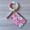 Wholesale Trendy Silicone Bead Bracelet Keychain with PU Card Holder Wallet Pastoral Style Jewelry Accessory for Everyday Use