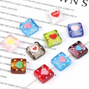 Wholesale Hand Painted Korean Heart Glass Beads for DIY Jewelry Making Mixed Color Gift Beads