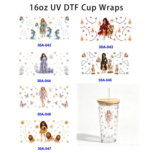 Wholesale 5pcs Dreamy Constellation Fairy 16oz Cup UV DTF Wraps