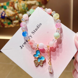 Colorful milk cap floral bracelet bag