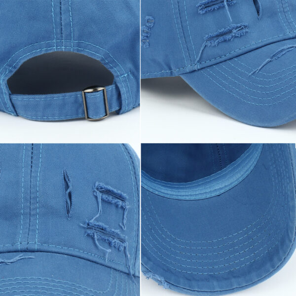 Wholesale Korean Style Ripped Stripe Baseball Cap White Adjustable Unisex Fashion Everyday Hat