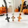 oly-0faaa8a3538818ffb737cafae8172f57 Wholesale Halloween Acrylic Cross Necklace Earrings Set, Sweet Cool Ins Style Fashion Accessory