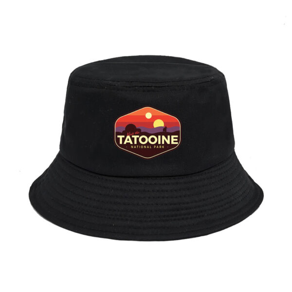 Wholesale Trendy Sunrise Print Fisherman Hat Unisex Sun Protection Outdoor Dome Hat Short Brim Black Resale Accessory