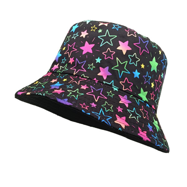 oly-0fc851fc6f82d29eb35c637a8f815656 Wholesale Colorful Five Point Star Fisherman Hat Chic Sunscreen Bucket Hat for Couples Outdoor Hiking
