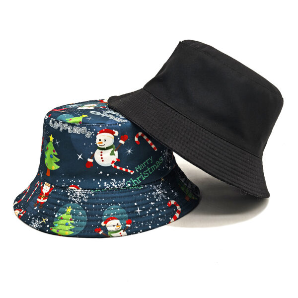 oly-0fc9236ddf4e67aedb492f0275a06407 Wholesale Fashion Christmas Fisherman Hat Snowman Print Sun Protection Bucket Hat Trendy Resale Item