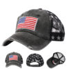 oly-0fd2038a66971d143d6a0edec0d544f7 Wholesale Adjustable Mesh Cap with American Flag Embroidery Patriotic Fashion Baseball Hat