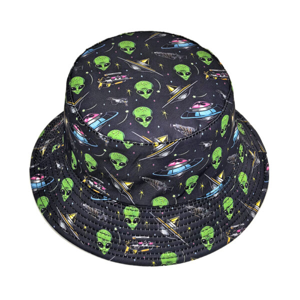 oly-0fd2b07f5793926f9ed6763445655fe7 Wholesale Spaceship Pattern Bucket Hat Double Sided Sun Protection Unisex Outdoor Hat for Men Women