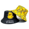 oly-0fdd6eb7c7929d2c982a366c86a1f9e6 Wholesale Fashion Reversible Double-Sided Yellow Duck Print Bucket Hat Sun Protection Casual Hat