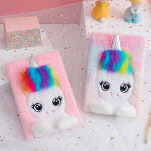 Wholesale Cute Plush Unicorn Journal A5 Pink Notebook for Kids Gift Resale Accessory