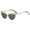 oly-0fea800f994fd321160bd60f725dffe2 Wholesale Chic Half Frame Sunglasses Gold Frame Grey Lens UV400 Sun Protection Fashion Accessory