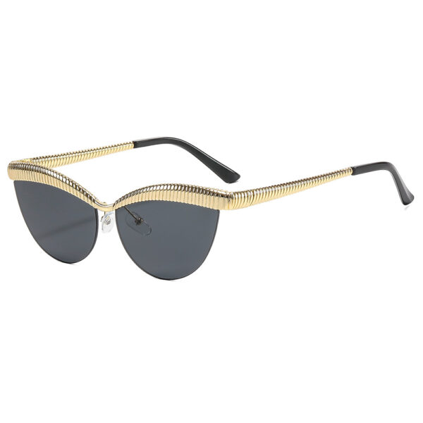 oly-0fea800f994fd321160bd60f725dffe2 Wholesale Chic Half Frame Sunglasses Gold Frame Grey Lens UV400 Sun Protection Fashion Accessory