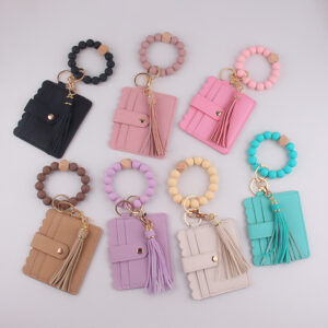 Wholesale Wallet Style Silicone Keychain Bracelet Black Solid Color Holiday Gift Fashion Accessory
