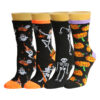 Wholesale Polyester Cotton Moisture Wicking Mid Calf Socks Halloween Cartoon Pumpkin Skeleton Unisex Party Socks