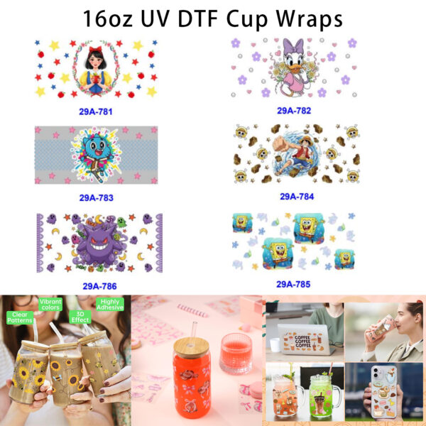 Wholesale 16oz Cartoon Series Cup UV DTF Wraps