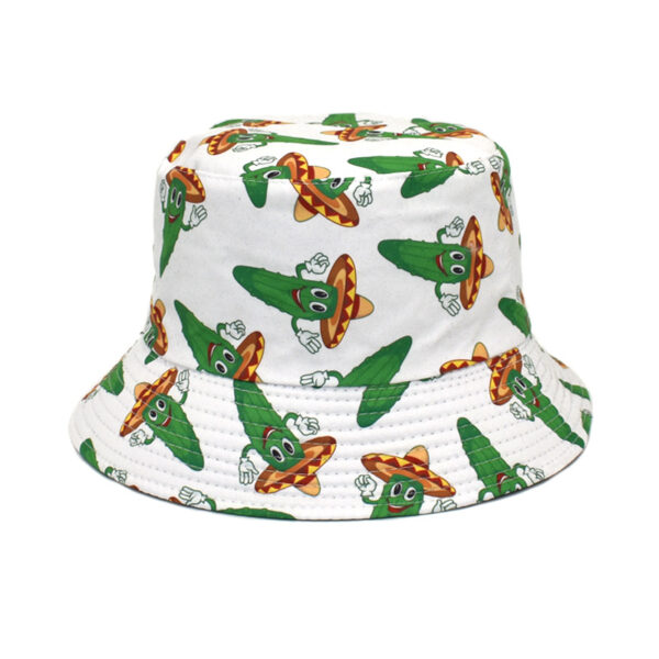 Wholesale Cartoon Print Fisherman Hat Sunscreen Wide Brim Flat Top Casual Summer Hat Fashion Accessory