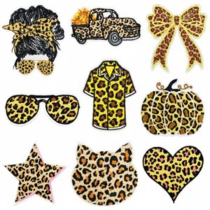oly-1040394091c09b2ae6456096ba88c871 Wholesale Cartoon Leopard Print Iron-On Embroidered Patches Set 9pcs for DIY Clothing Decoration Gift