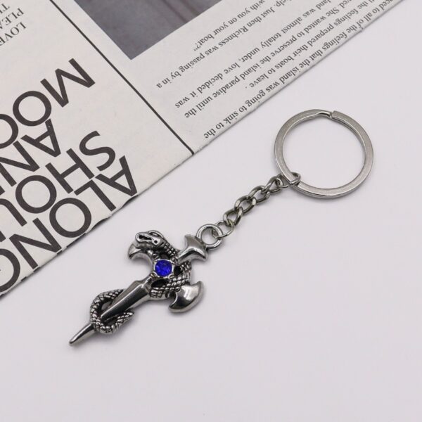 oly-106ba107b9cbdfc3acaa717a97c118b0 Wholesale Zinc Alloy Vintage Cross Snake Keychain, Sapphire Blue, Stylish Car Key Accessory for Unisex