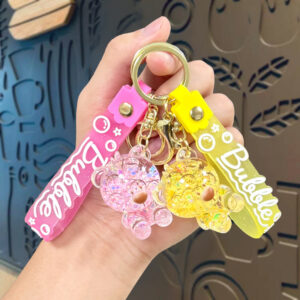 oly-106f4b5c8e50000a90fc987c983bc5ba Wholesale Red Luminous Acrylic Sitting Bear Keychain Bag Charm Car Key Accessory Gift