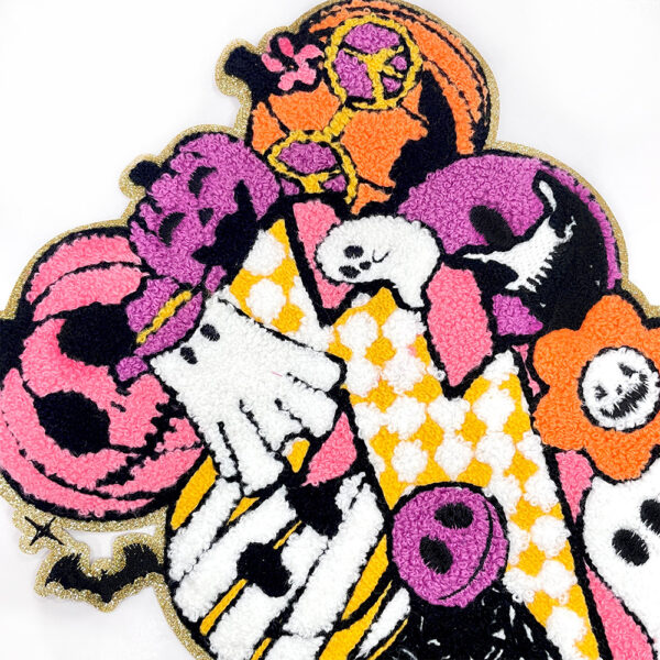 Wholesale Party Halloween Embroidered Patch Pumpkin Boo Letter Iron-On Applique for Costume DIY Accessory