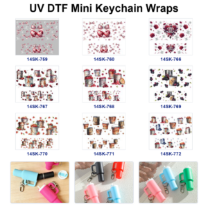 Wholesale 2/4/8pcs Vintage Berry Floral Print Mini Cup Keychain Sticker OLY Exclusive