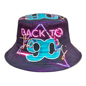 Wholesale Retro 90s Letter Print Bucket Hat Trendy Sun Protection Hat Fashion Accessory