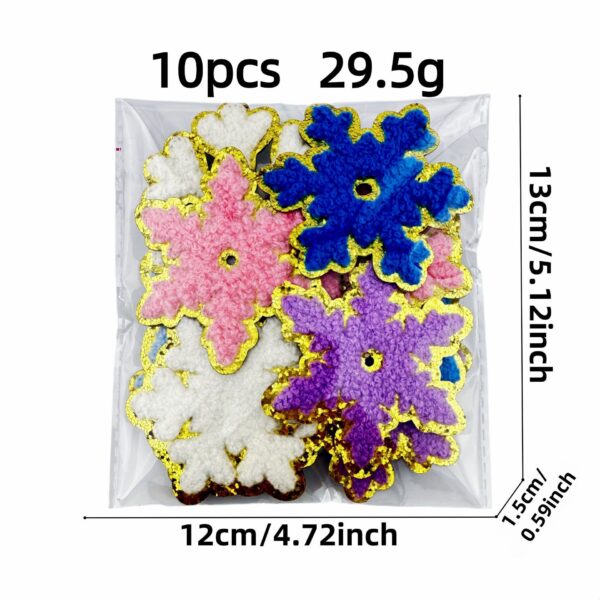 Wholesale Chic Snowflake Embroidered Patch - Chenille Gold Edge DIY Clothing Accessory for Resale