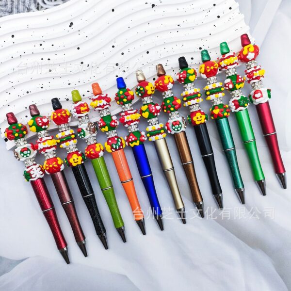 oly-10ca277140bdb03b53de10c753f3e39b Wholesale Hand Painted Beaded Christmas Magic Wand Pen with Rotating Tip Multi Color Elk Tree Design Party Favor