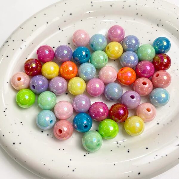 Wholesale Acrylic Round Loose Beads 10mm White Electroplated for DIY Jewelry Phone Accessory Gift