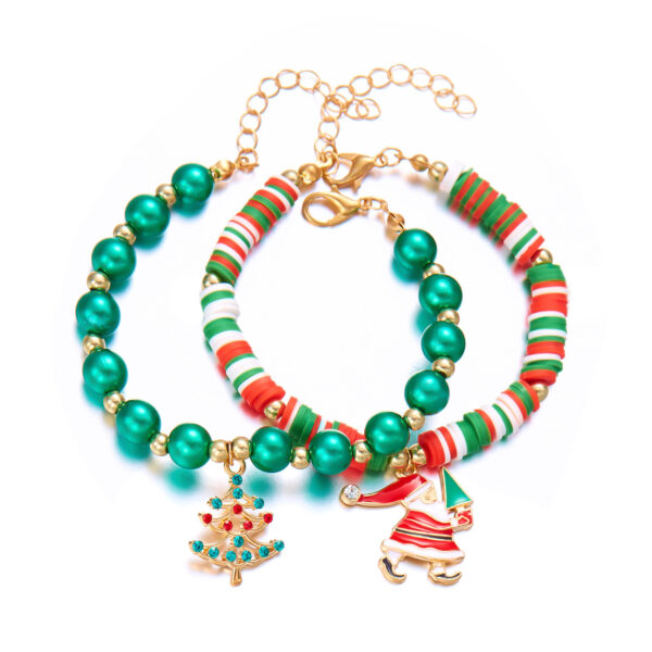 oly-10fa904bc23e5c4af4fb65ca39f0b1d0 Wholesale Fashion Alloy Christmas Bracelet Set with Santa and Tree Charms, Jewelry Gift for Women