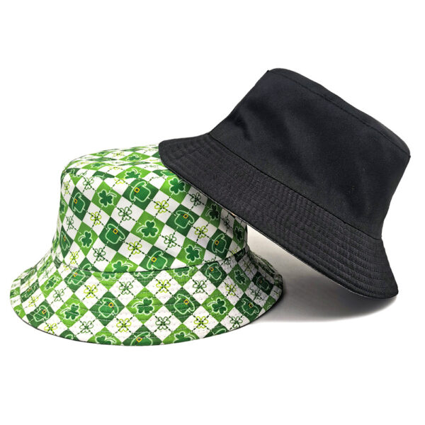 Wholesale Clover Pattern Double Sided Bucket Hat Fashion Sun Protection Foldable Hat for Resale