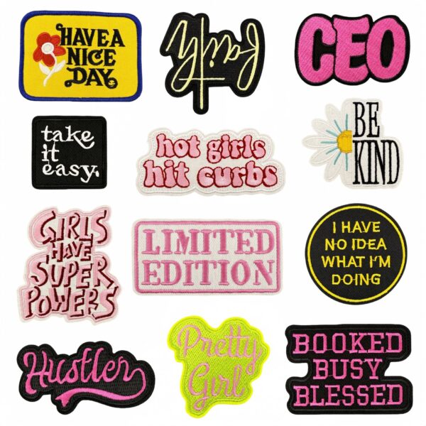 Wholesale Colorful Embroidered English Letter Patches Iron-On for Clothing Decoration Fashion Accessory