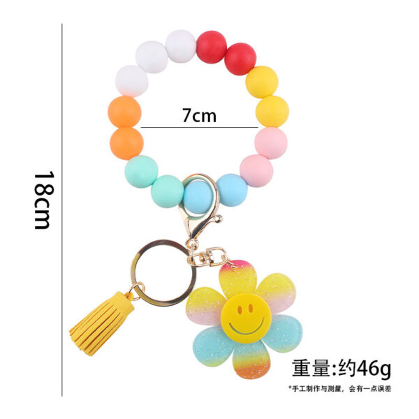oly-111159f2f54bccbffaacd6538b6f0e50 Wholesale DIY Pink Sunflower Silicone Bead Bracelet Bangle Keychain Party Gift Jewelry Accessory