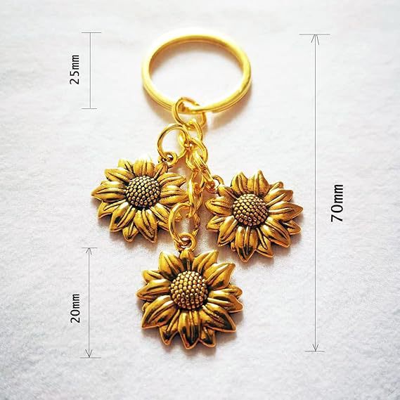 Wholesale Pastoral Style Sunflower Tassel Keychain, Alloy Keychain Pendant, Fashion Accessory for Gifts