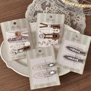 Wholesale French Vintage Floral Hair Clips Acrylic Pearl Handmade Set of 4 Hair Accessory for Resale