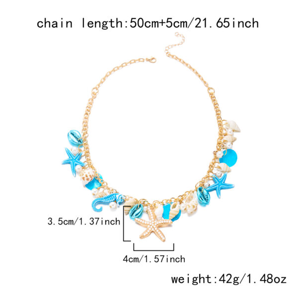 oly-11221bff5f3f2b9027f028cd7c0080c1 Wholesale Beach Theme Shell Starfish Seahorse Pendant Necklace Bracelet Anklet Set Fashion Accessory Gift