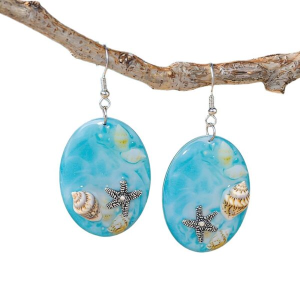 Wholesale Acrylic 2D Drop Earrings Ocean Turtle Starfish Design Jewelry Accessory