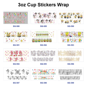 Wholesale 8pcs Kawaii Cartoon Doodle 3oz Cup Stickers Wrap OLY Exclusive