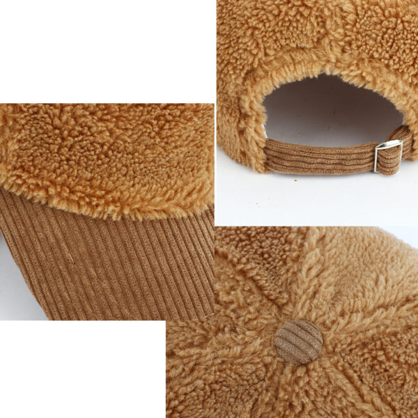 oly-1169dca77699863c65c5677ef23f739a Wholesale Fleece and Corduroy Spliced Baseball Cap Winter Warm Adjustable White Stylish Cap