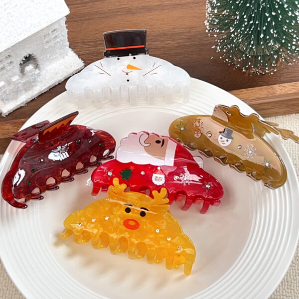 oly-116efee739f1d8ddd345e65f2fe9bade Wholesale Christmas Snowman and Reindeer Hair Claw Clips PVC Handmade Fashion Hair Accessory for Resale