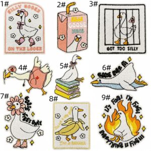 Cartoon funny goose cloth stickers set of 9 pieces