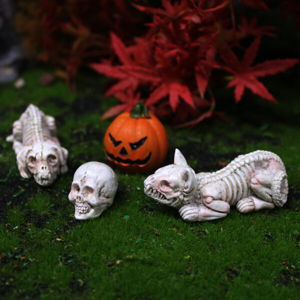 Wholesale Halloween Pumpkin Skeleton Cat Resin Ornament Garden Decor Gift
