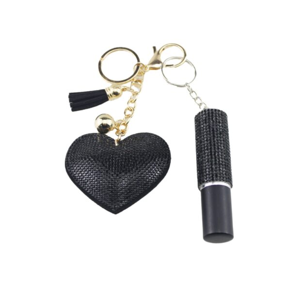 Wholesale Zinc Alloy Rhinestone Heart 5ml Perfume Keychain Bottle Bag Charm Accessory